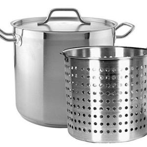 Tiger Chef Heavy-Duty Stainless Steel Stock Pot with Cover and Aluminum Steamer Basket (16 Quart)