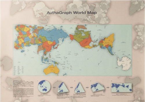 AuthaGraph World Map World Map Poster W841mm x H594mm ALEXCIOUS [NEW]