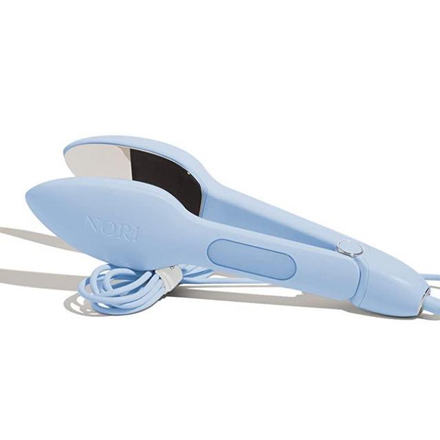 Nori Press, Compact Iron & Steamer for Clothes, Removes Wrinkles, Hand-Held Device, Portable for Travel, Easy to Use, 6 Fabric Settings (Blue)