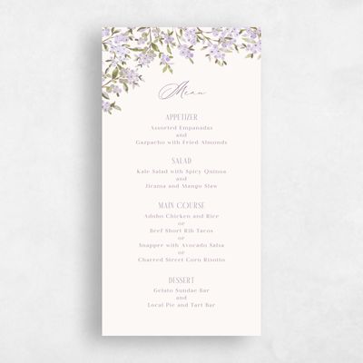 Purple Standard Wedding Menu - Allegra