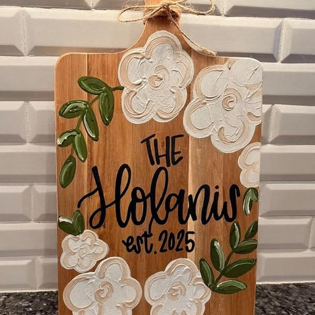 Custom Last Name Charcuterie Board, Hand-Painted Personalized Cutting Board, Wedding or Bridal Shower Gift, Unique Housewarming Gift