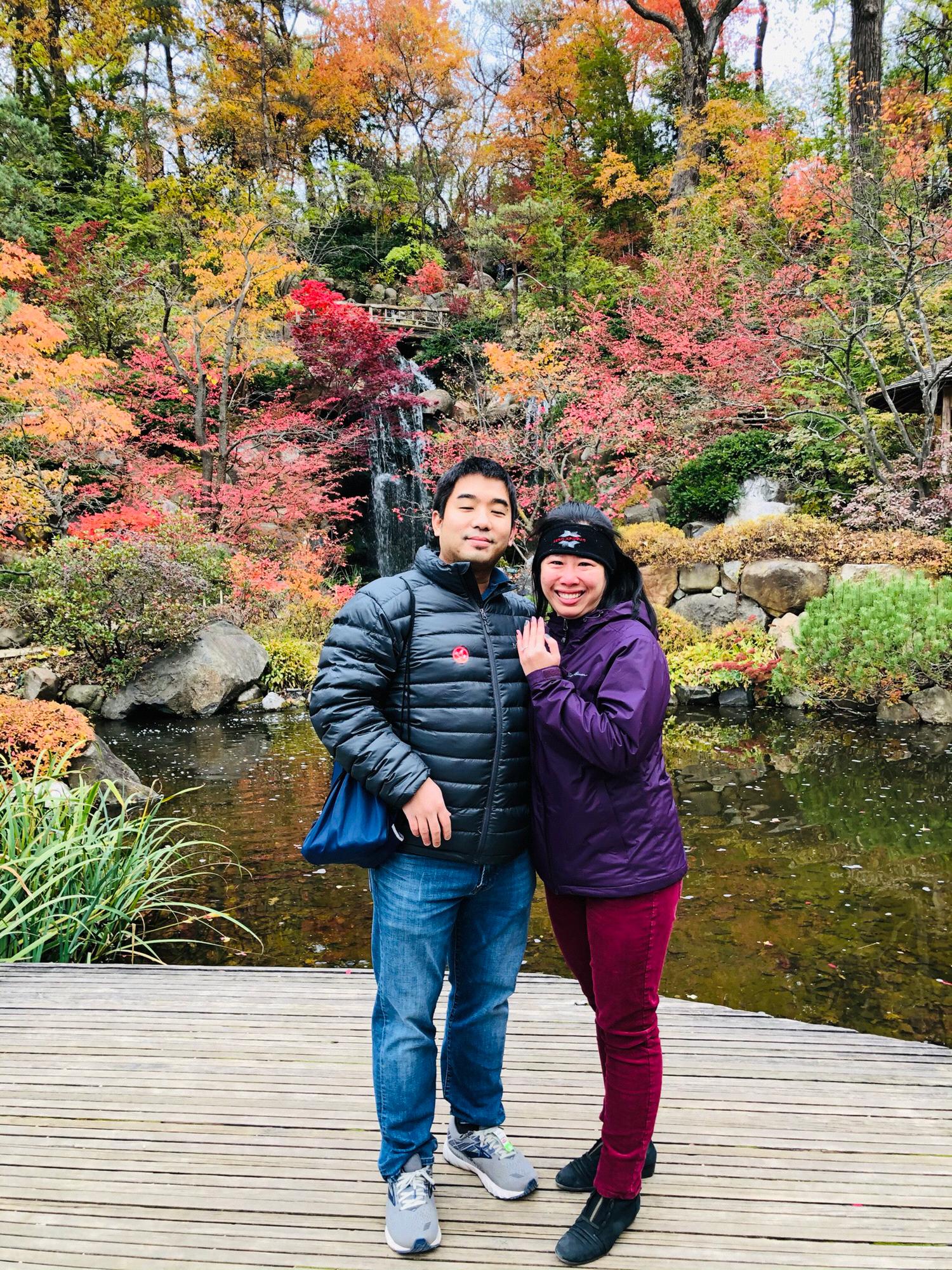 Eric proposed at Anderson Japanese Gardens on Oct 25, 2020