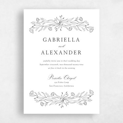 White Wedding Invitation - Vanora Portrait