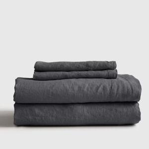 European Linen Sheet Set in Charcoal