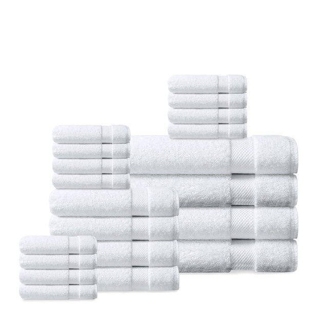 Delara Organic Cotton Luxuriously Plush Bath Towel 20 Piece Set|GOTS & Oeko-TEX Certified|Premium Hotel Quality Towels|Feather Touch Technology|650 GSM Long Staple|Soft, Quick Dry & Ultra-Absorbent