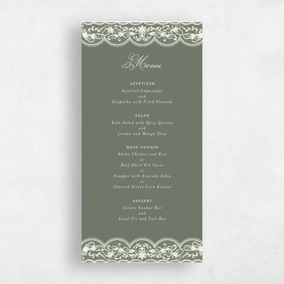 Dark Sage, Green Wedding Menu - Jonquil