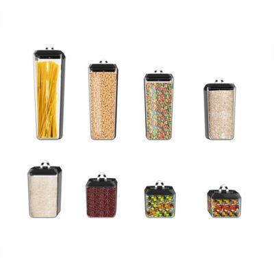 Classic Cuisine Polystyrene 8-Piece Canister Set in Clear/Black