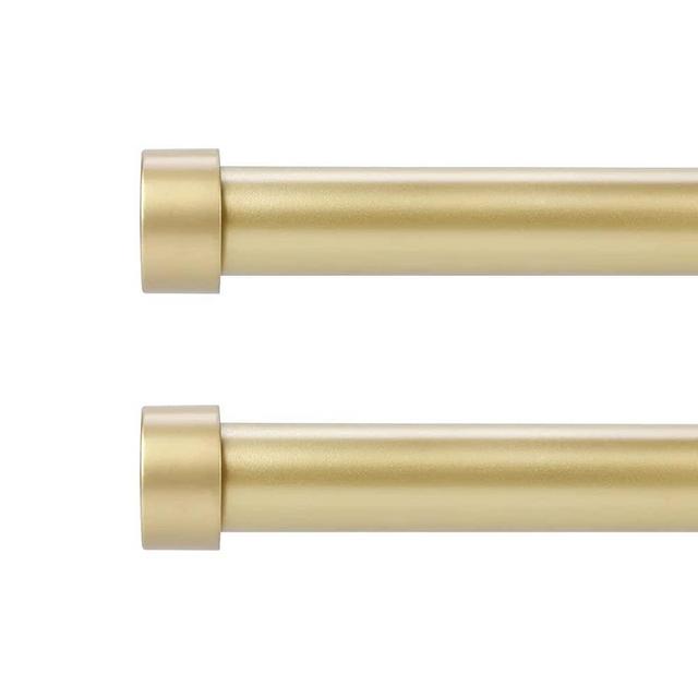 OLV 2 Pack Gold Rods for Window 28-48 inch, Adjustable Single Window Curtain Rods With End Cap Design Finials,Drapery Rods of Window Treatment,1 inch Diameter