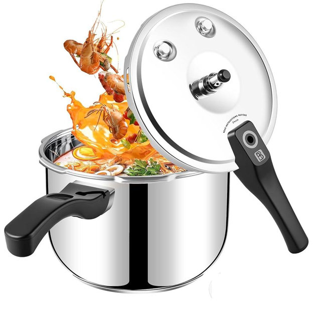 Stainless Steel Pressure Cooker, 8 Qt - Induction & All Stovetops Compatible, pressure cooker for canning 6 quart，3-Layer Base, Silent & Safe with 6+ Safety Features