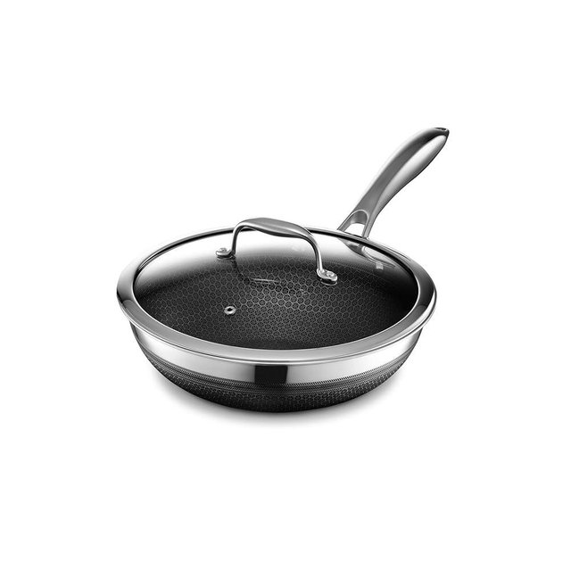 HexClad Hybrid Nonstick 10-Inch Wok with Stainless Steel Lid, Stay-Cool Handle, Dishwasher-Friendly, Oven-Safe Up to 900°F, Induction Ready, Compatible with All Cooktops