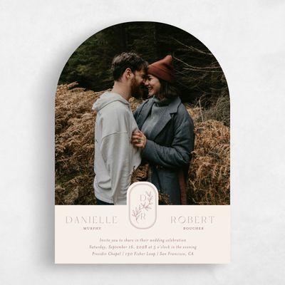 Beige Arch Wedding Invitation - Copan Photo