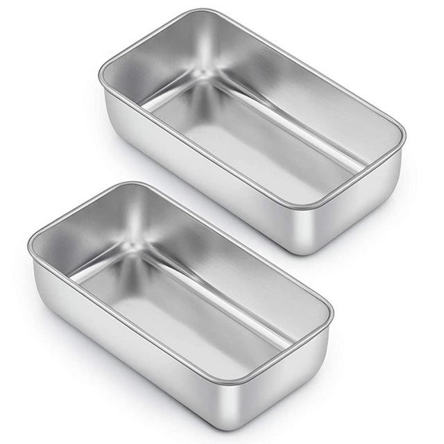 Loaf Pan for Baking Bread, E-far 9 x 5 Inch Stainless Steel Baking Loaf Pans, Metal Bakeware for Bread Meatloaf Cake Brownies, Healthy & Non Toxic, Easy Release & Dishwasher Safe - Set of 2