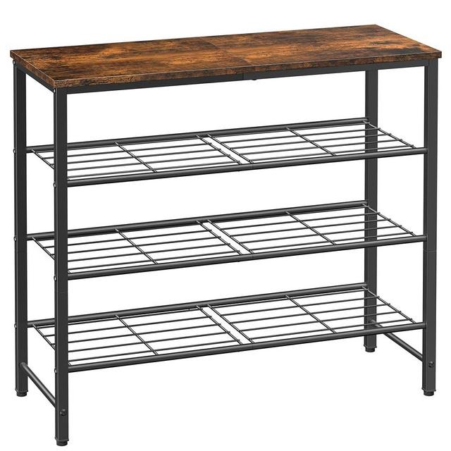 Kitsure Shoe Rack for Closet, Rustic Brown Shoe Organizer with Leveling Feet, Sturdy & Rust-Proof Shoe Storage for Entryway, Bedroom, Living Room, 29.5" x 11.4" x 24.8", Brown