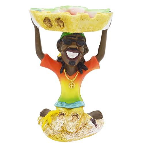 Rockin Gear Rasta Figurine Ashtray - Jamaican Man Smoking Marijuana Joint Ashtray - Weed Hemp Pot Cannabis Party Accessory (Green)