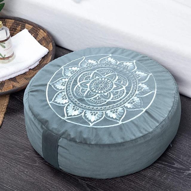 Florensi Meditation Cushion (16"x16"x5"), Large Velvet Meditation Pillow, Premium Yoga Pillow for Women and Men, Yoga Cushion, Meditation Pillows for Sitting on Floor, Buckwheat Meditation Cushions