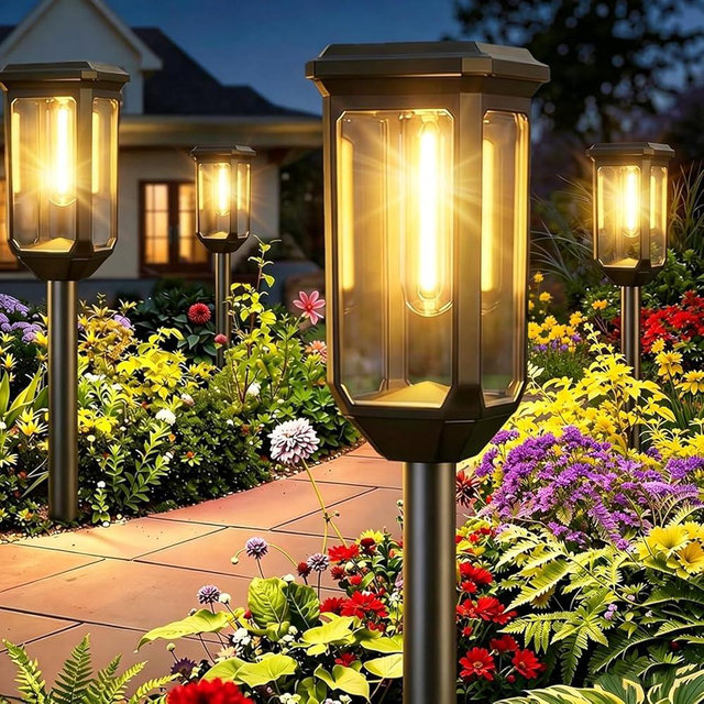 Tenmiro-Solar-Pathway-Lights-Outdoor-8-Pack-LED-Solar-Powered-Garden-Lights-Waterproof-IP65-Auto-On/Off-Outdoor-Light-for-Yard-Lawn-Patio-Path-Walkway-Driveway-Landscape-Lighting-Decor-3000K