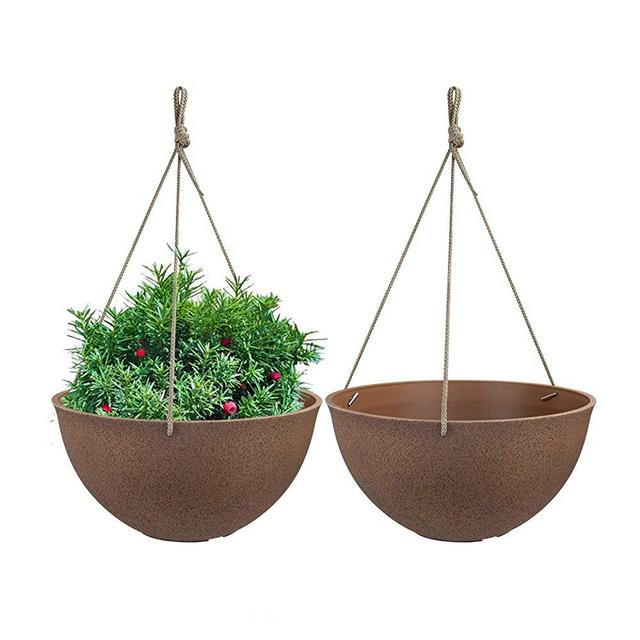 Hanging Flower Pots for Outdoor Plants, Garden Hanging Planters Set of 2(13.2", Terracotta Color)