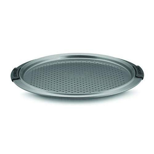 Anolon Advanced Nonstick Bakeware 13-Inch Pizza Crisper, Gray with Silicone Grips