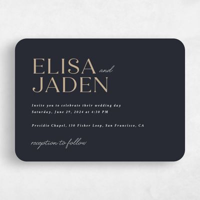 Black Rounded Wedding Invitation - Hippley Landscape