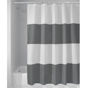 InterDesign Mildew-Free Water-Repellent Zeno Shower Curtain, 72-Inch by 72-Inch, Charcoal/White