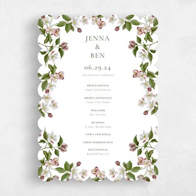 White Scalloped Wedding Program - Malyly