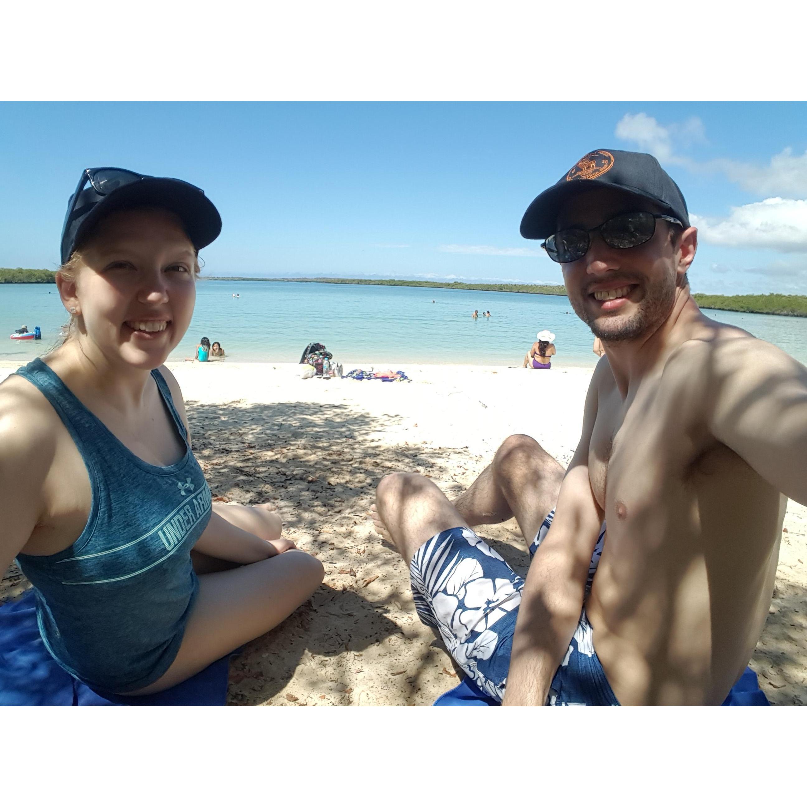 Relaxing on a beach in the Galapagos