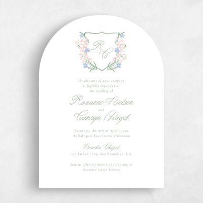 Green Arch Wedding Invitation - Pellinore Portrait