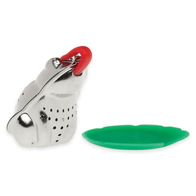 Stainless Steel Frog Tea Infuser with Lily Pad Drip Tray