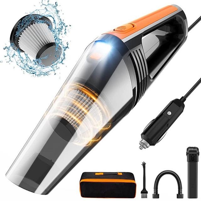 Car Vacuum, FRESMOL Portable Car Vacuum Cleaner High Power 8000PA/100W/DC12V, 16.4Ft Corded Handheld Car Vacuum with LED Light, Deep Detailing Cleaning Kit of Car Interior with Dry for Men/Women