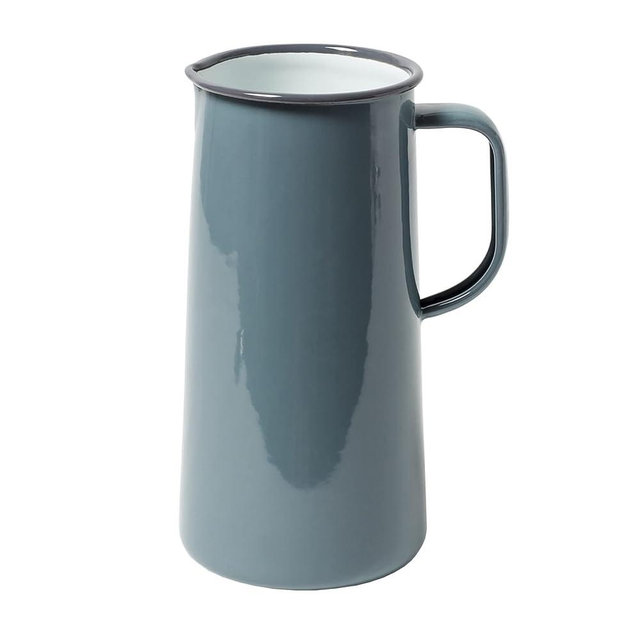 Falcon Enamelware Pitcher (57 oz), Metal Pitcher with Spout & Handle, Jug for Iced Tea, Water, Milk or Flower Vase, Dishwasher Safe, Oven Safe & Freezer Friendly (Oyster Gray)
