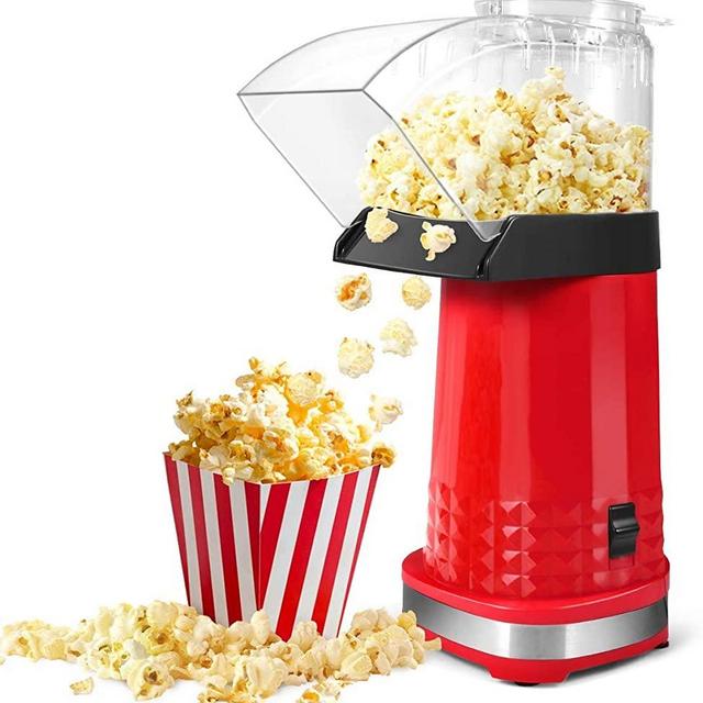 Hot Air Popcorn Maker, 1200W Electric Popcorn Machine, No Oil Need, 3 Minutes Fast Popcorn Popper, Top with Measuring Cup for Home, Family and Party
