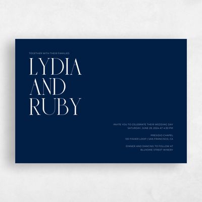 Rich Navy, Blue Wedding Invitation - Amberley Landscape