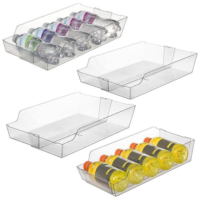ClearSpace Adjustable Can Organizer for Refrigerator - Expandable Soda Can Dispenser Design Fits Most Cabinets, Pantries, & Refrigerators - Organize Beverages, Soup, & Canned Goods Easily, 4 Pack