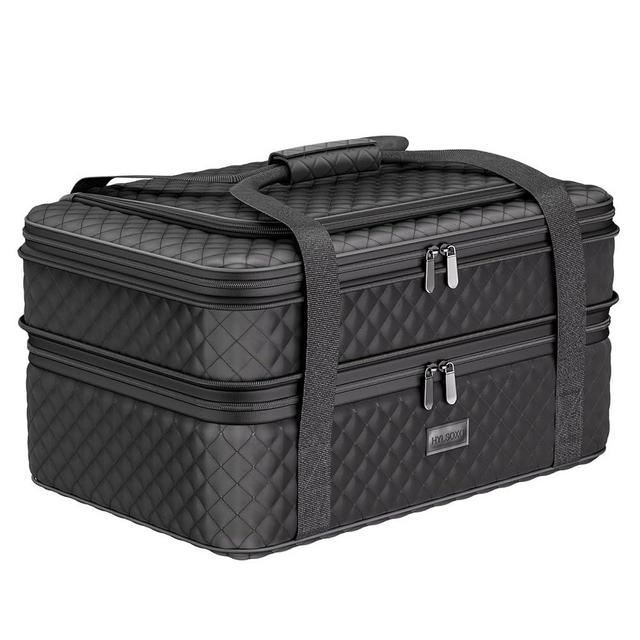 Casserole Carrier Insulated Dish Casserole Carriers for Hot or Cold Food Double Carrier for Casserole Dish with Lid Baker Fits 17.7"L X 13"W X 8.6"H for Picnics Beaches Traveling Parties (Black)
