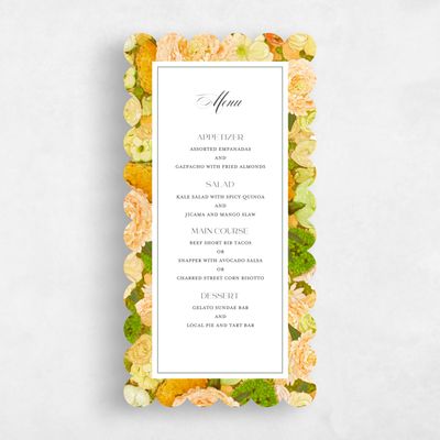 Orange Scalloped Wedding Menu - Horto