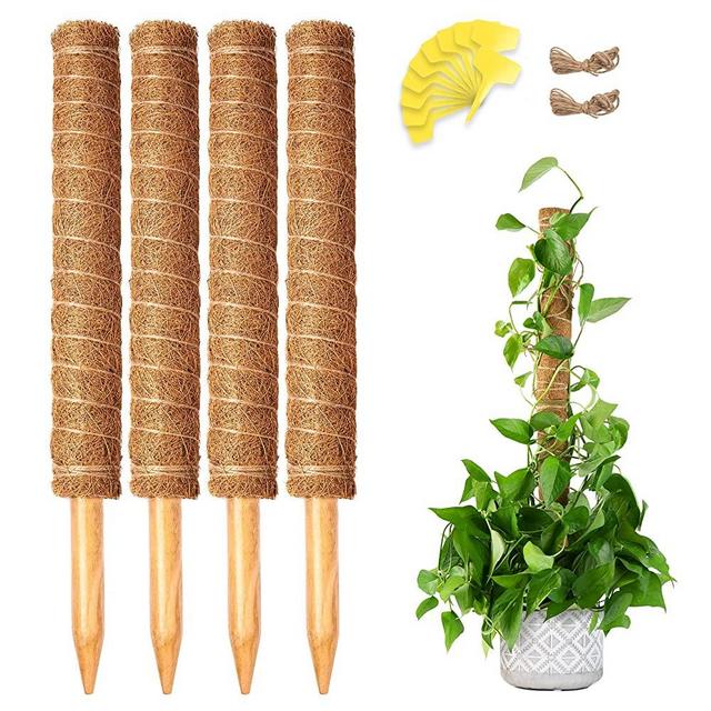 Moss Pole for Plants Monstera, 52 Inch Moss Pole, Fusisi Plant Pole for Climbing Plants Coir Totem Pole - Plant Support for Indoor Potted Plants Train Creeper Plants Grow Upwards - 4 Pack