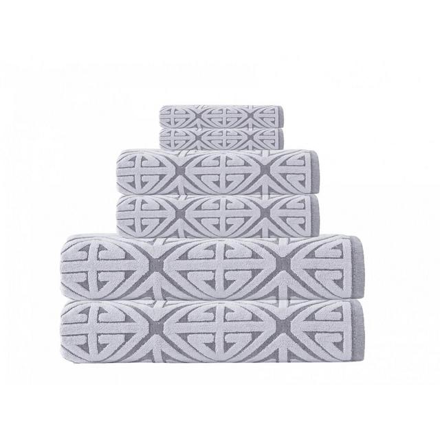 6pc Glamour Turkish Cotton Bath Towel Set White - Enchante Home