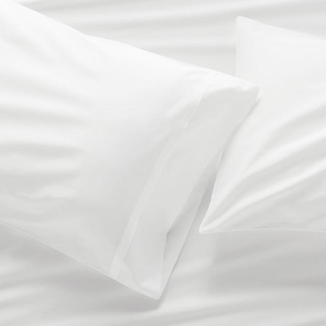 Organic 400 Thread Count Sateen White Pillow Cases King, Set of 2