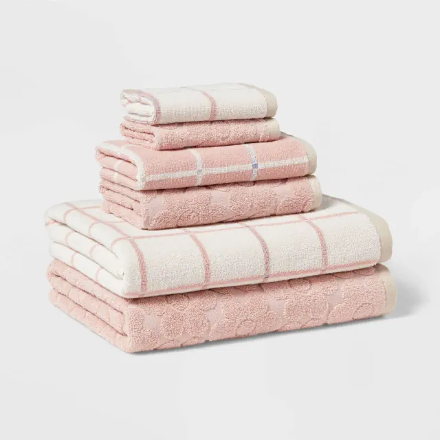 6pc Bath Towel Bundle Set Pink - Room Essentials™