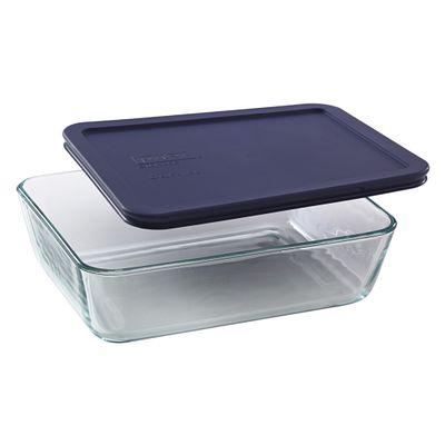 Pyrex®6-cup Rectangular Glass Food Storage Container with Blue Lid