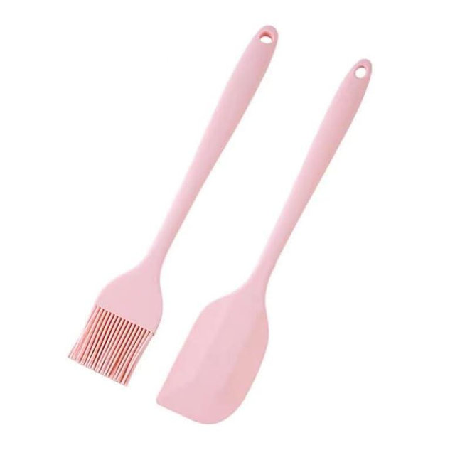 WinAimer Premium Silicone Basting Brush Set of Two Heat Resistant Long Handle Pastry Brush for Grilling, Baking, BBQ and Cooking, Solid Core and Hygienic Solid Coating (Green) (2, pink)