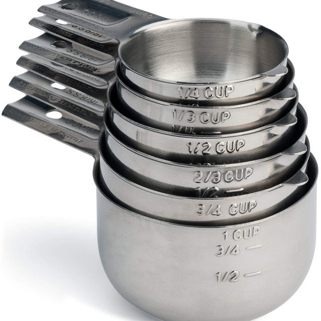 Hudson Essentials Stainless Steel Measuring Cups Set - 6 Piece Stackable Set with Spout