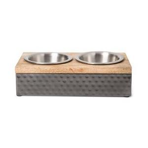 Wood/Metal Double Diner Cat and Dog Bowl - Small - Boots & Barkley™