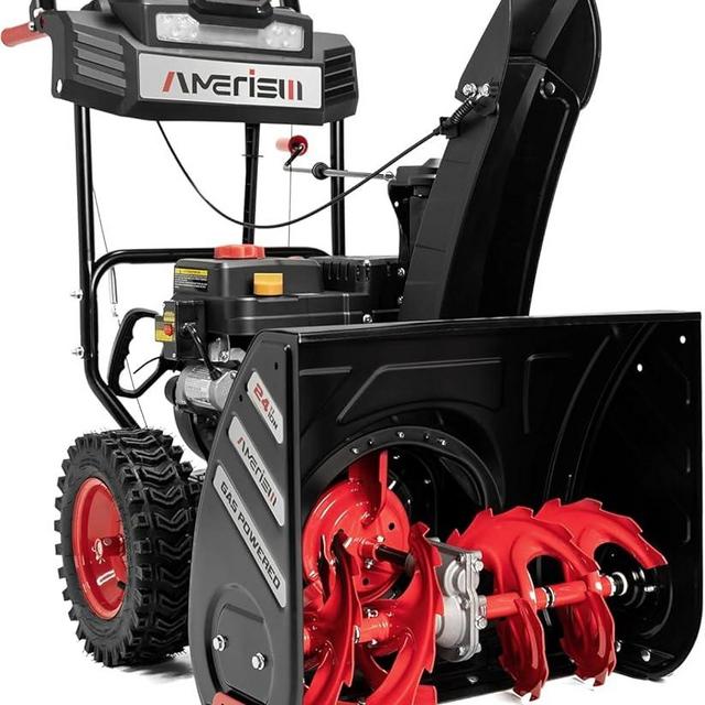 AMERISUN 24-Inch Gas Snow Blower with 212cc 4-Cycle OHV Engine, Recoil Start, 40Ft Snow Throwing for Decks, Driveways, and Sidewalks