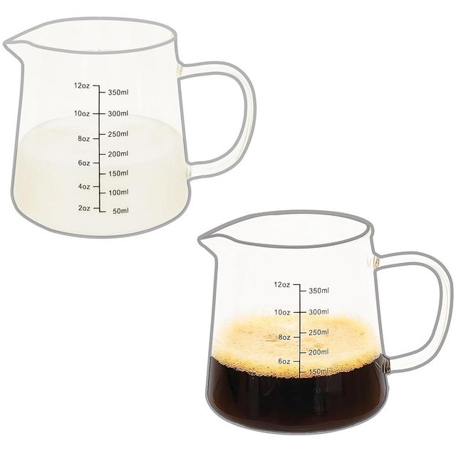 TIWPAJS 2-Pack Espresso Measuring Cups12OZ, Espresso Accessories, Expresso Shots Cup, Heat-resistant Glass Measuring Cup, Milk Frothing Pitcher, Frother Cup, Dishwasher/Microwave/Stovetop Safe