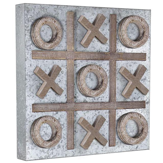 American Art Decor Magnetic Tic Tac Toe Wall Game & Message Memo Board – (15” x 15”)