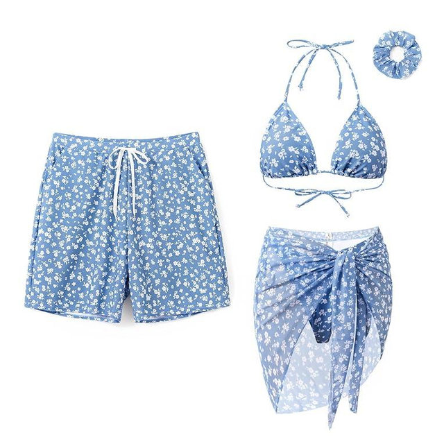 PATPAT Matching Swimsuits for Couples - Spaghetti Strap Bikini Set or Swim Trunks Bathing Suits Hawaiian Beach Swimwear