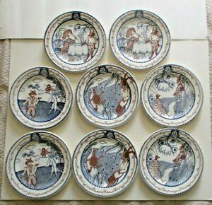 Gien Les Fables China Set - Eight Dessert Plates