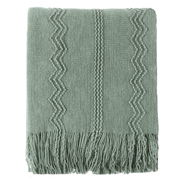 BATTILO HOME Sage Green Throw Blanket for Couch, Knit Sage Throw Blankets for Home Decor, Afghan Decorative Sage Blanket for Foot of Bed, 50"x60"