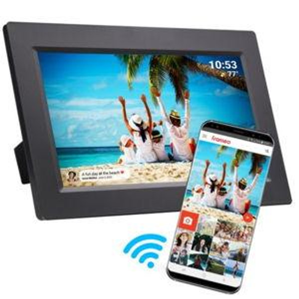 Frameo Digital Photo Frame WiFi 10.1 Inch Touch Screen, 32GB, Auto Rotate, Wall Mount, View Photos and Videos via Frameo App, Suitable for Parents, Couples, Friends, Family
